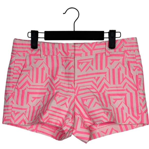 J.Crew Chino Tiki Stretch Shorts Mid Waisted Shorts 2 Neon Azalea Pink White - Picture 13 of 15
